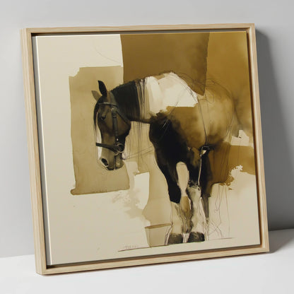 Earthy Equine Profile horse breed canvas wall art in natural frame