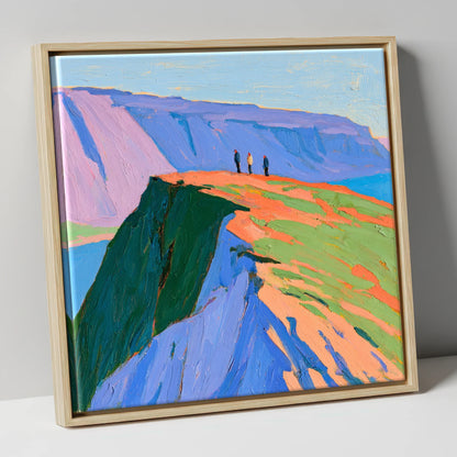 Vivid Coastal Vantage horse landscape canvas wall art in natural frame