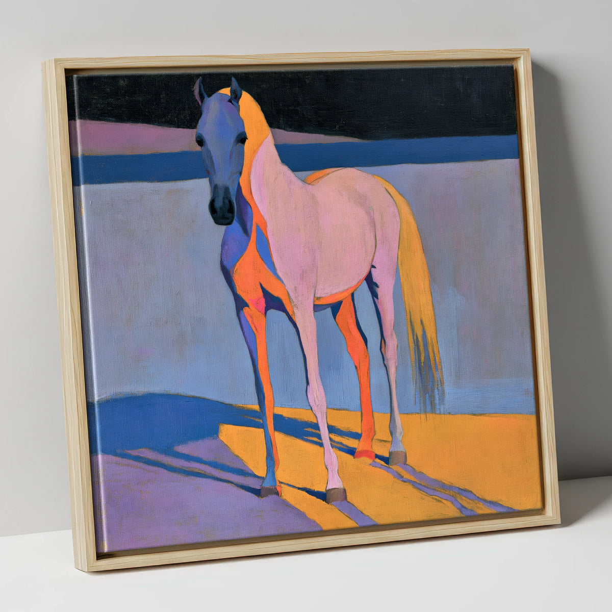 Vivid Painted Arabian Horse horse breed canvas wall art in natural frame