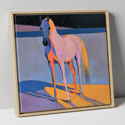 Vivid Painted Arabian Horse horse breed canvas wall art in natural frame