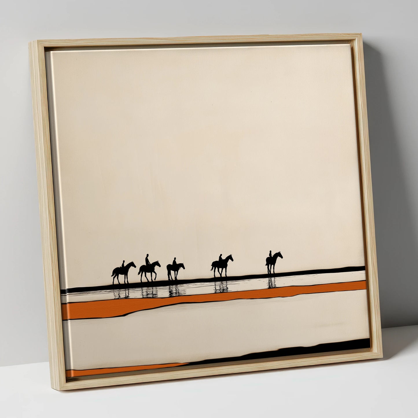 The Long Hack Home horse landscape canvas wall art in natural frame