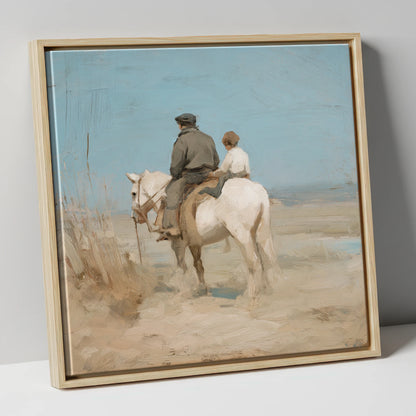 The Shared Journey horse & rider canvas wall art in natural frame
