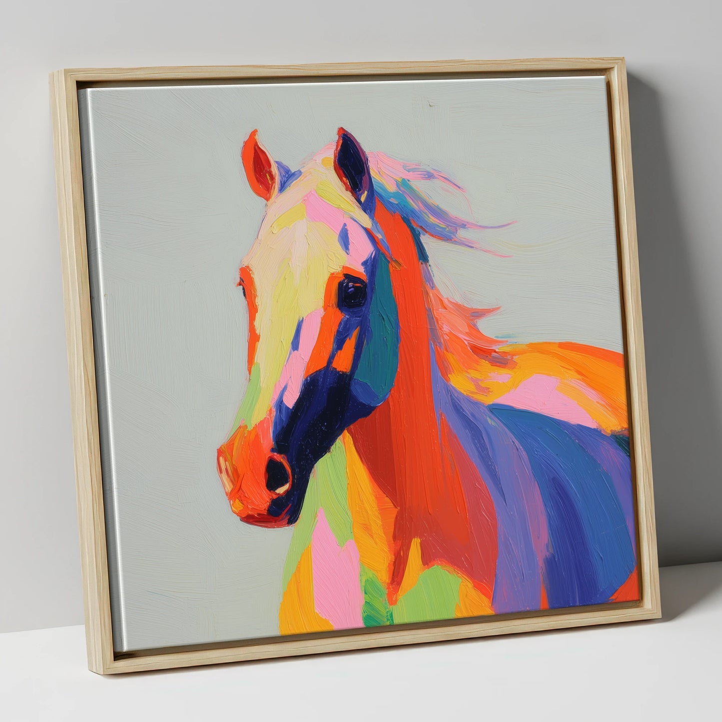 Vivid Equine Spirit horse breed canvas wall art in natural frame