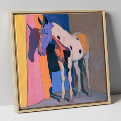Appaloosa Horse With Violet Shadows horse breed canvas wall art in natural frame