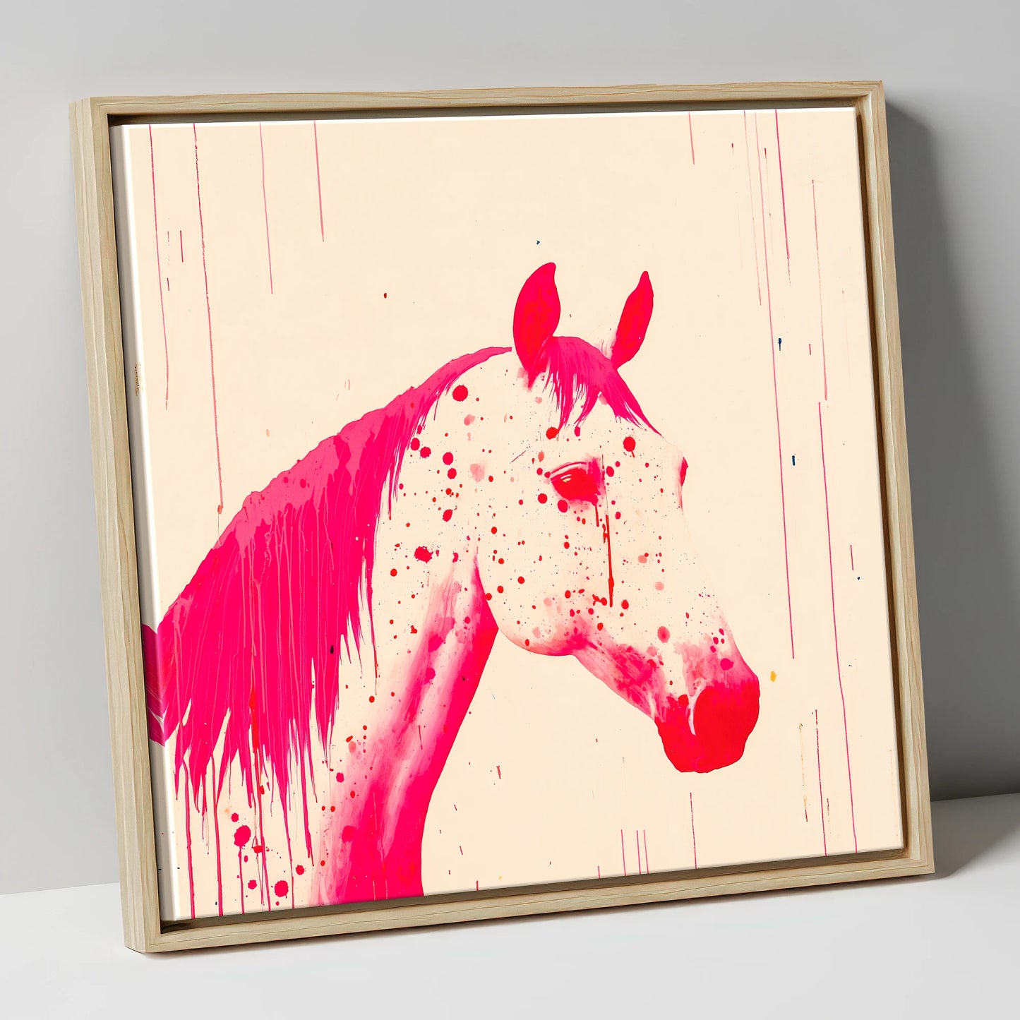 Bold Magenta Profile horse breed canvas wall art in natural frame