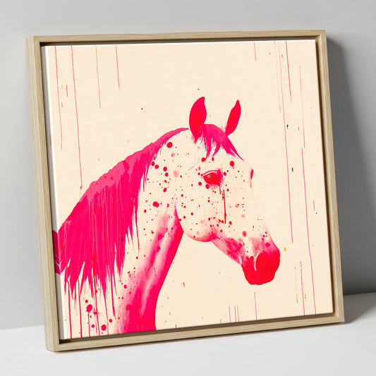 Bold Magenta Profile horse breed canvas wall art in natural frame