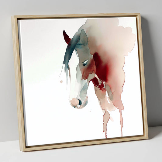 Crimson Silhouette horse breed canvas wall art in natural frame