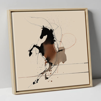 Untamed Spirit horse portrait canvas wall art in natural frame