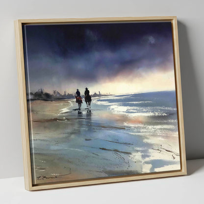Shadows on the Shore horse landscape canvas wall art in natural frame