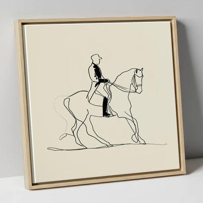 Elegance in Motion dressage horse canvas wall art in natural frame