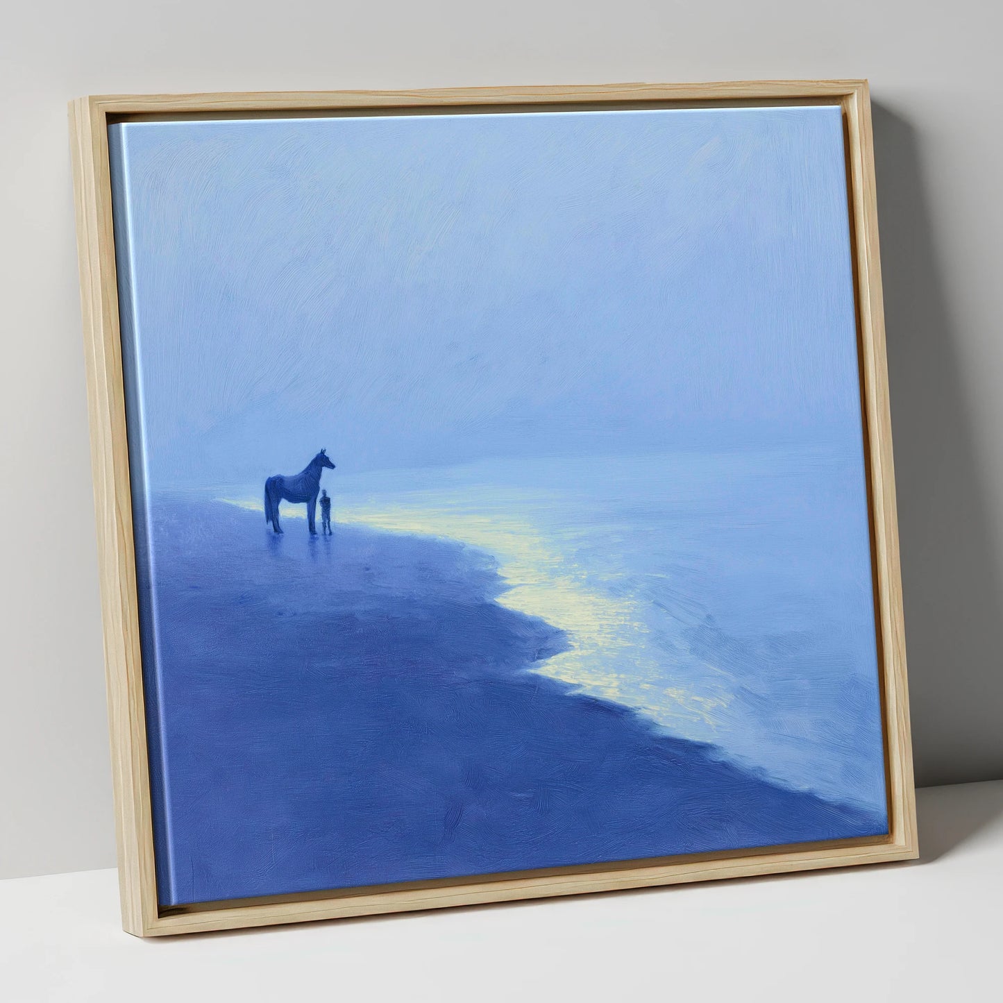 The Indigo Shore horse landscape canvas wall art in natural frame