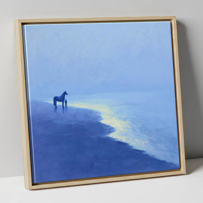 The Indigo Shore horse landscape canvas wall art in natural frame