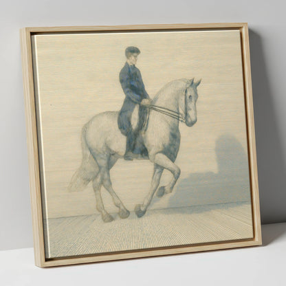 Structured Harmony dressage horse canvas wall art in natural frame