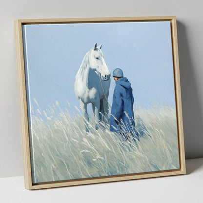 The Quiet Bond horse & rider canvas wall art in natural frame