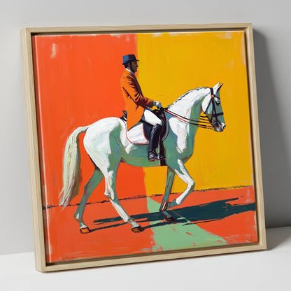 Rhythm In Colour dressage horse canvas wall art in natural frame