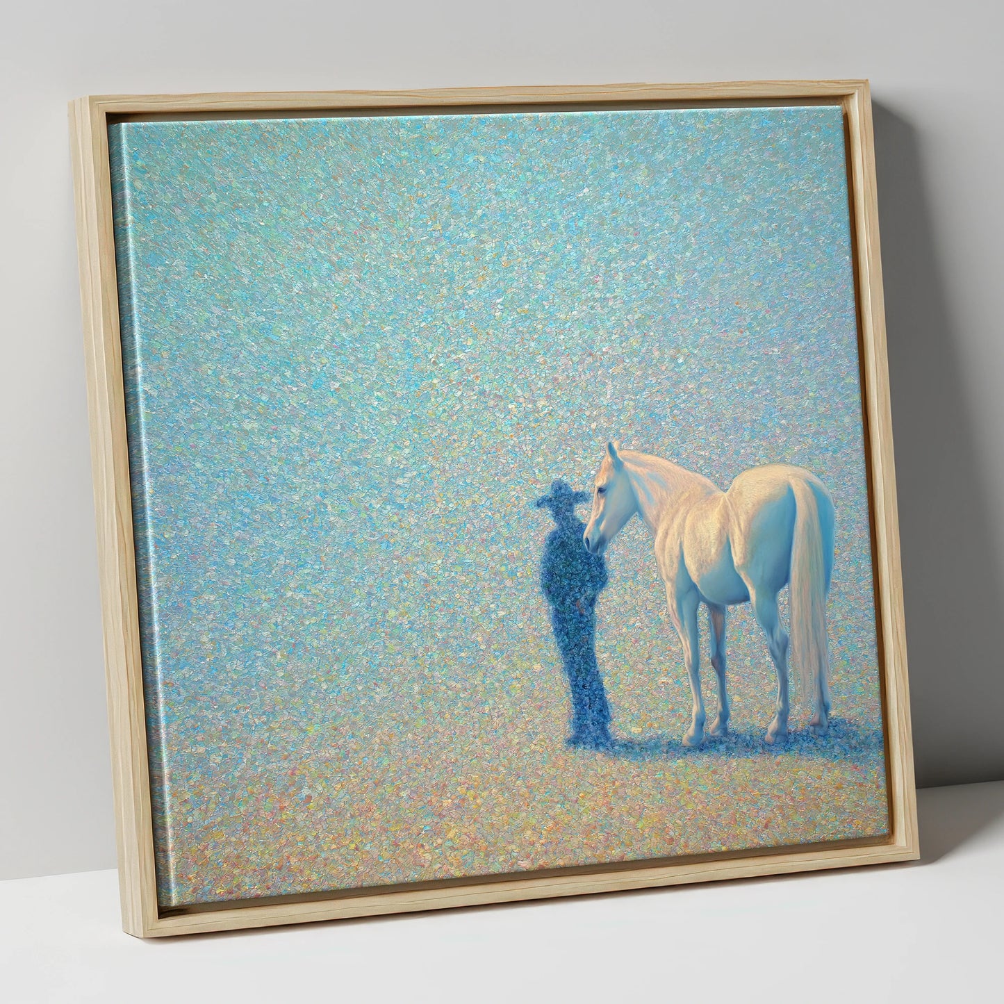 Echoes of the High Plains western horse canvas wall art in natural frame