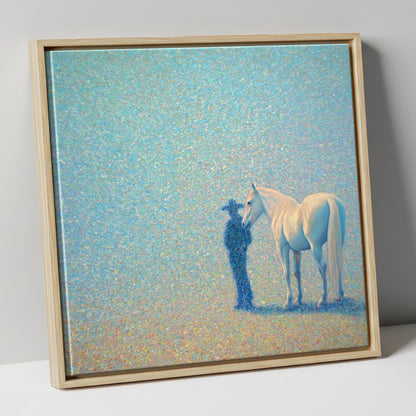 Echoes of the High Plains western horse canvas wall art in natural frame