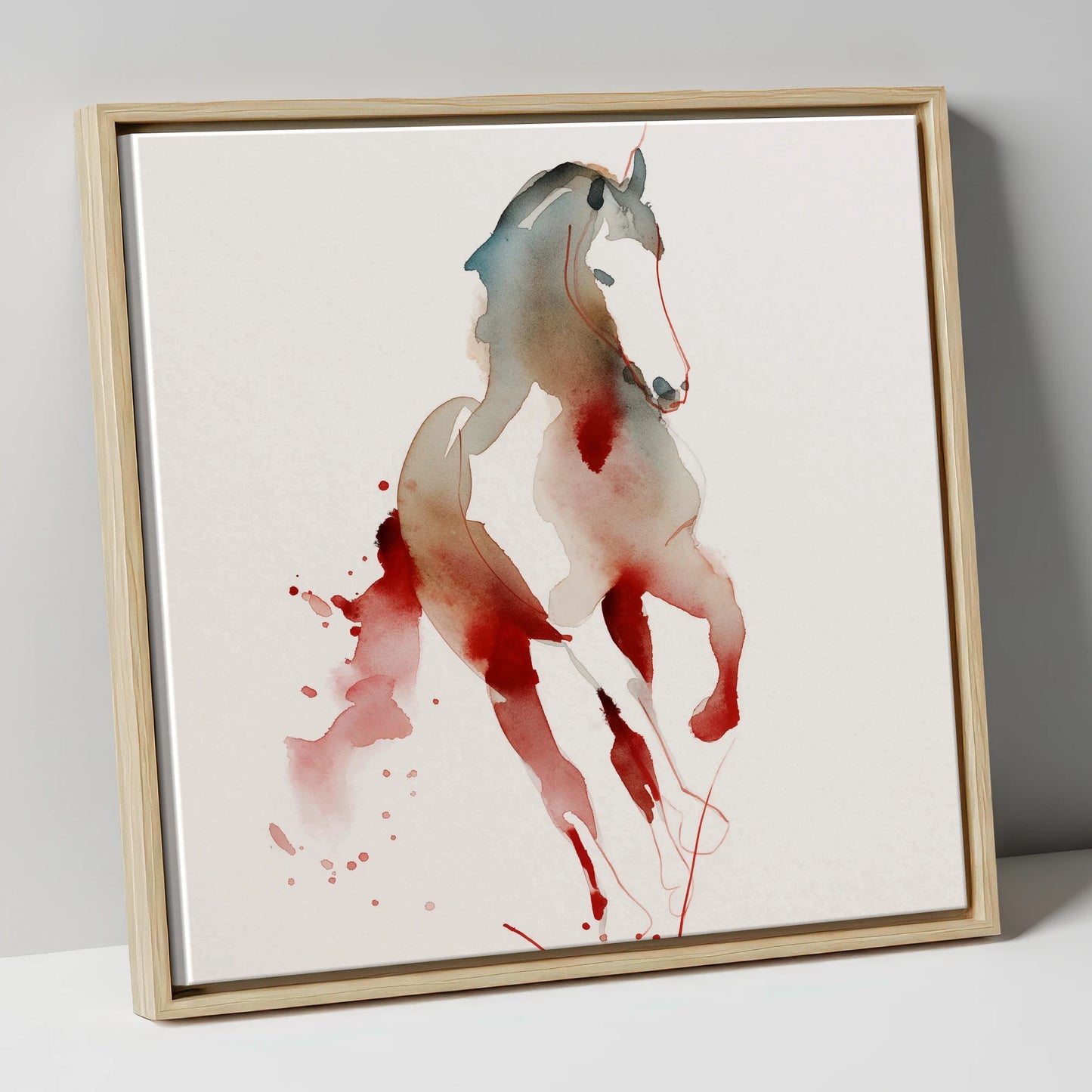 Visceral Dressage Form dressage horse canvas wall art in natural frame