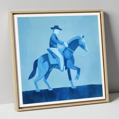 Azure Western Cadence western horse canvas wall art in natural frame