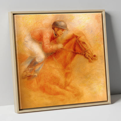 The Final Furlong racing horse canvas wall art in natural frame