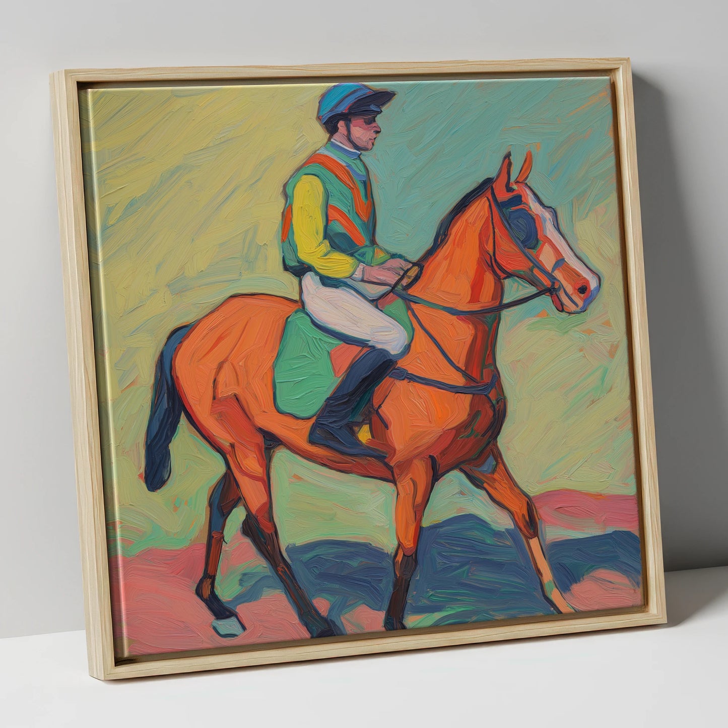 The Colour of Racing racing horse canvas wall art in natural frame