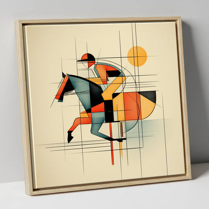 Rhythmic Racing Lines racing horse canvas wall art in natural frame