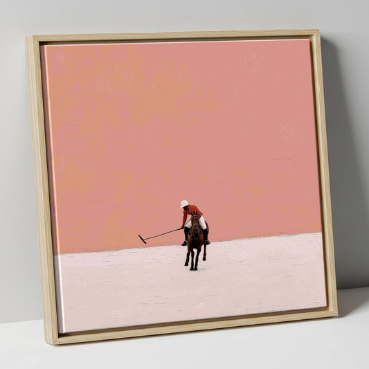 Rose Horizon Polo polo horse canvas wall art in natural frame