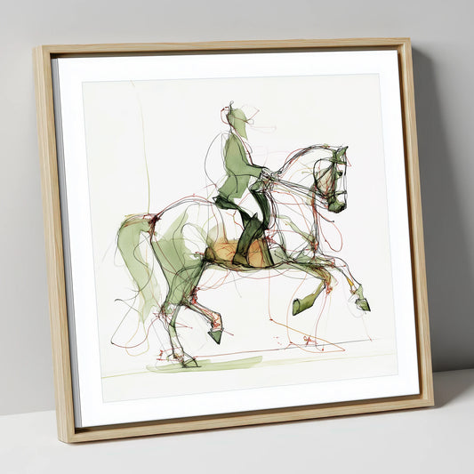 Expressive Dressage dressage horse canvas wall art in natural frame