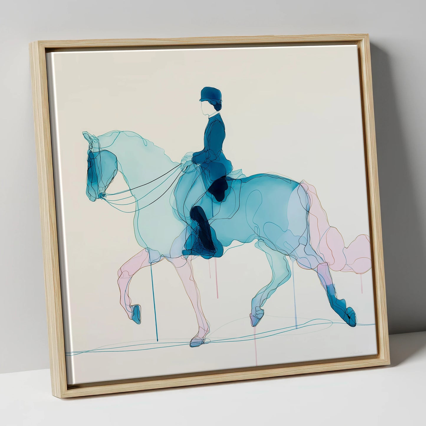 Fluid Dressage Grace dressage horse canvas wall art in natural frame