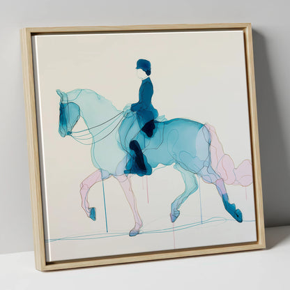 Fluid Dressage Grace dressage horse canvas wall art in natural frame