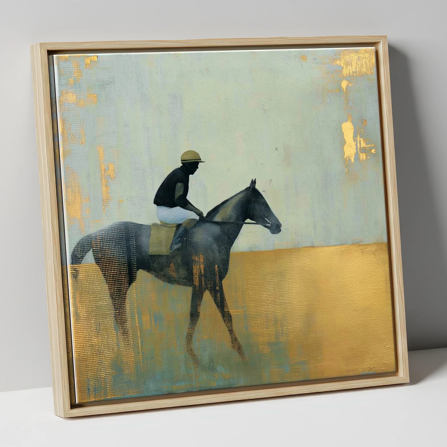 The Gilded Thoroughbred racing horse canvas wall art in natural frame