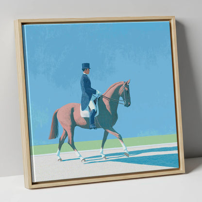 Collected Harmony dressage horse canvas wall art in natural frame