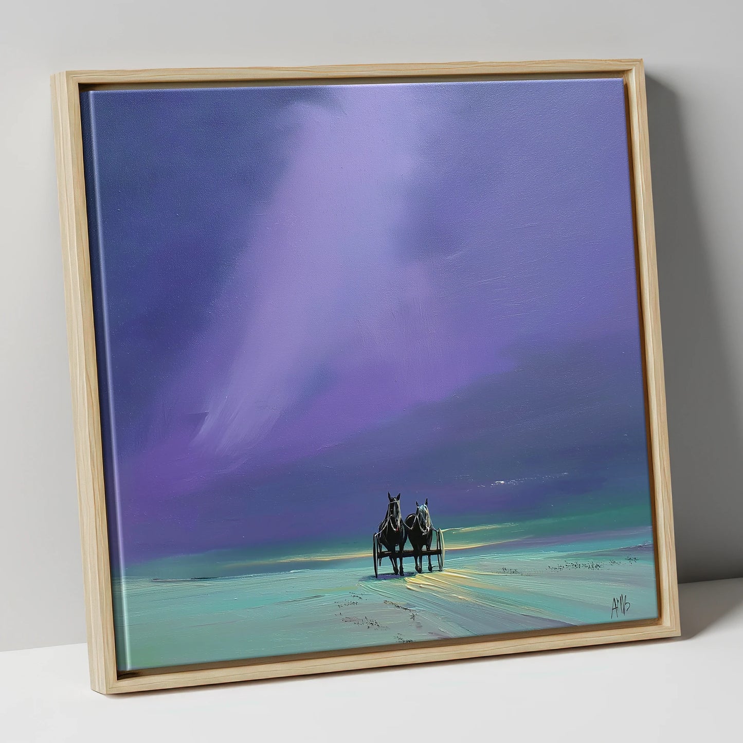 Twilight Harness working horse canvas wall art in natural frame