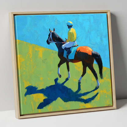 To The Start racing horse canvas wall art in natural frame