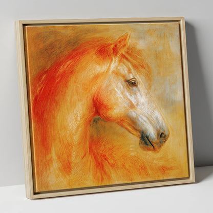 Radiant Equine Profile horse portrait canvas wall art in natural frame