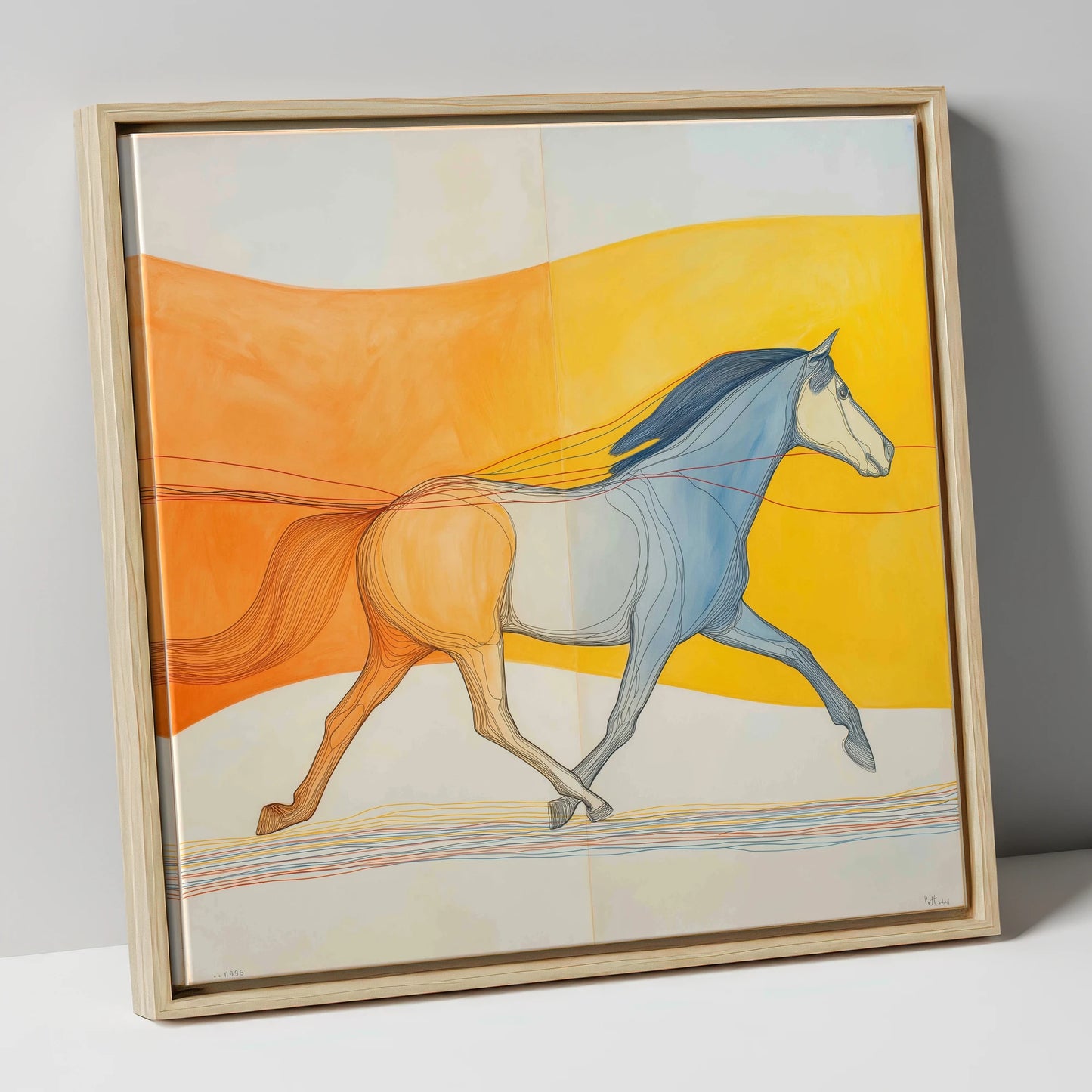 Rhythm In Colour horse portrait canvas wall art in natural frame