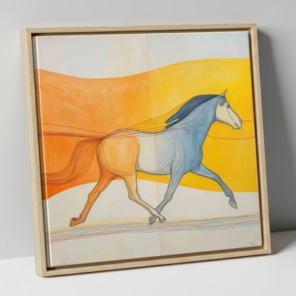 Rhythm In Colour horse portrait canvas wall art in natural frame