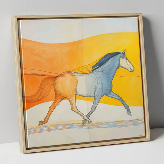 Rhythm In Colour horse portrait canvas wall art in natural frame