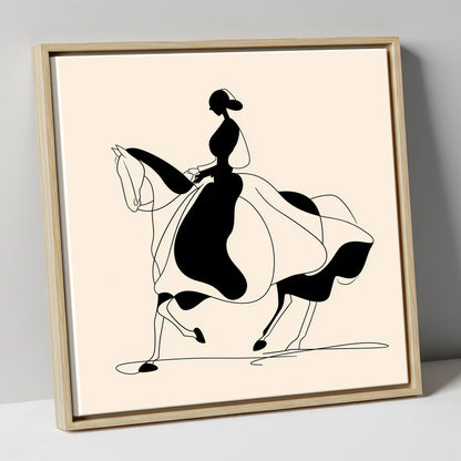 Fluid Elegance dressage horse canvas wall art in natural frame