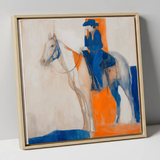 Ultramarine Western Rider western horse canvas wall art in natural frame