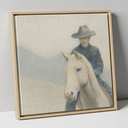 The Quiet Trail western horse canvas wall art in natural frame