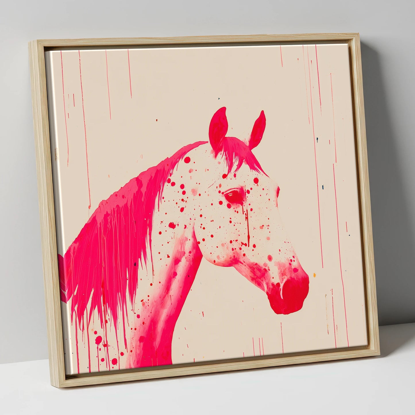 Bold Magenta Profile horse breed canvas wall art in natural frame