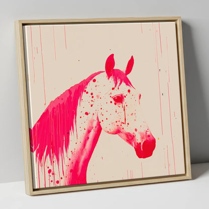 Bold Magenta Profile horse breed canvas wall art in natural frame