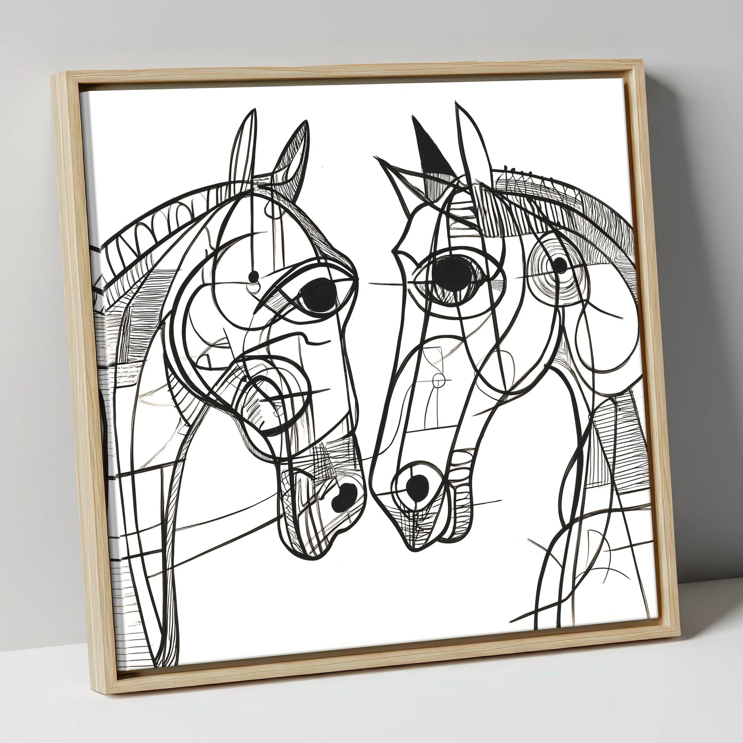Structural Equine Bond horse portrait canvas wall art in natural frame
