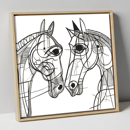 Structural Equine Bond horse portrait canvas wall art in natural frame