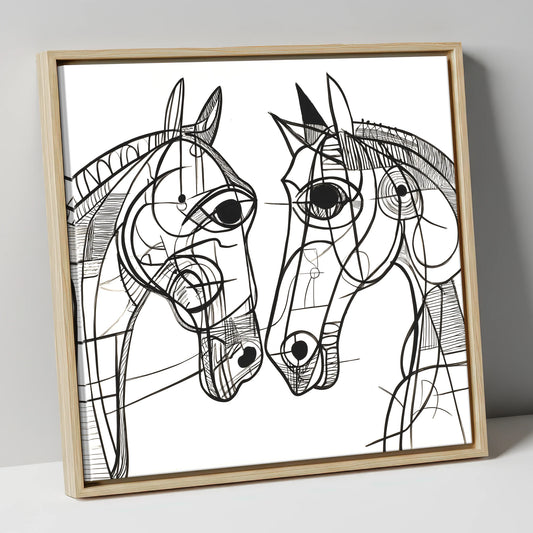 Structural Equine Bond horse portrait canvas wall art in natural frame