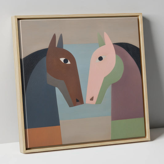 Structured Connection horse portrait canvas wall art in natural frame