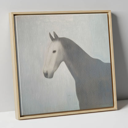 Linear Elegance horse portrait canvas wall art in natural frame