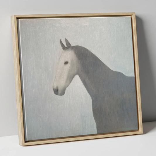 Linear Elegance horse portrait canvas wall art in natural frame