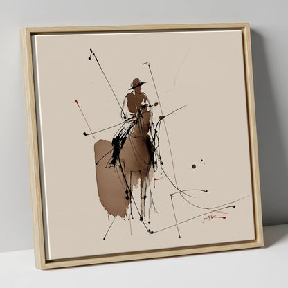 Dynamic Polo Strike polo horse canvas wall art in natural frame